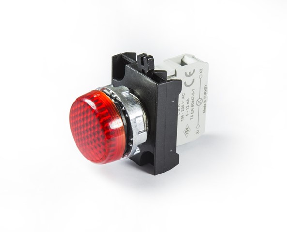CM Serisi Metal LED'li 100-230V AC Kırmızı 22 mm Sinyal